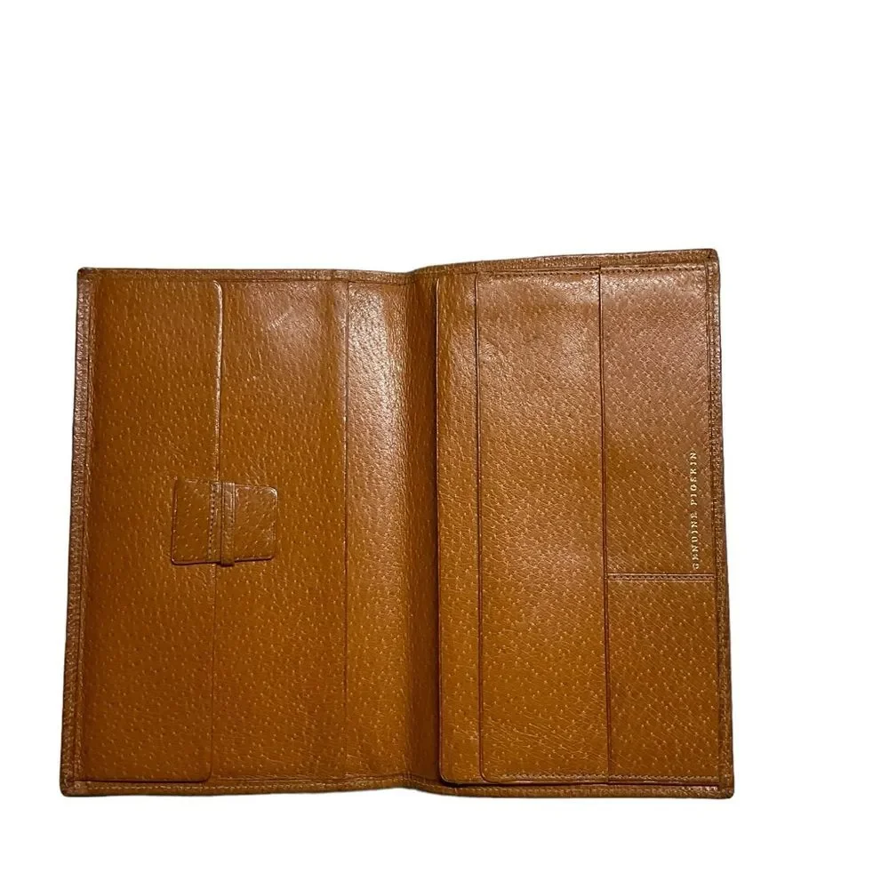 VTG Genuine Pigskin Leather Wallet Checkbook Holder